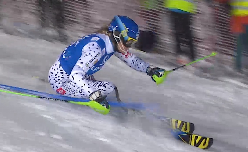 La slovacca Veronica Zuzulova nella prima manche dello slalom di Flachau che ha concluso al primo posto
