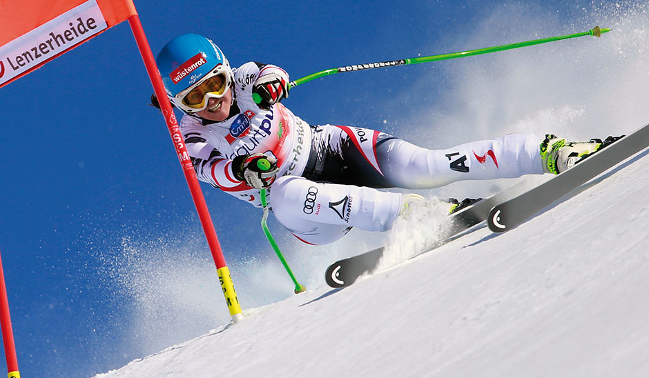 Elisabeth Goergl (AUT)  in downhill .  Lenzerheide,  Suisse Mar. 11, 2014.  (photo/Marco Trovati-Pentaphoto) Ski World Cup 2013-2014