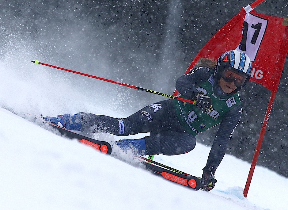 L'azzurra Manuela Moelgg in azione nel secondo gigante di Semmering. ieri è stata terza